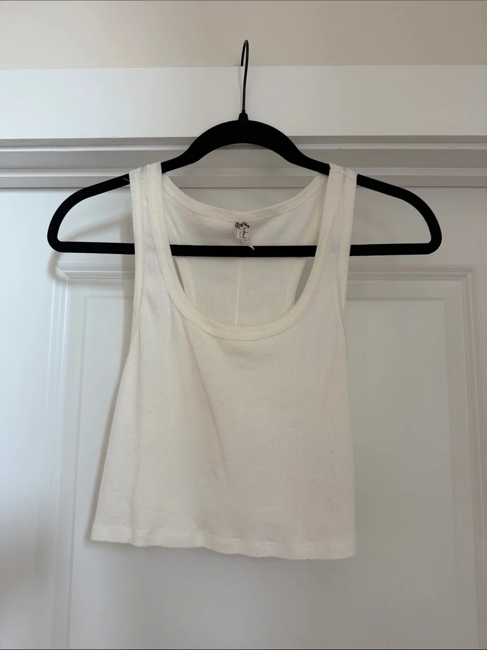 Free People Cream Ribbed Scoop Tank